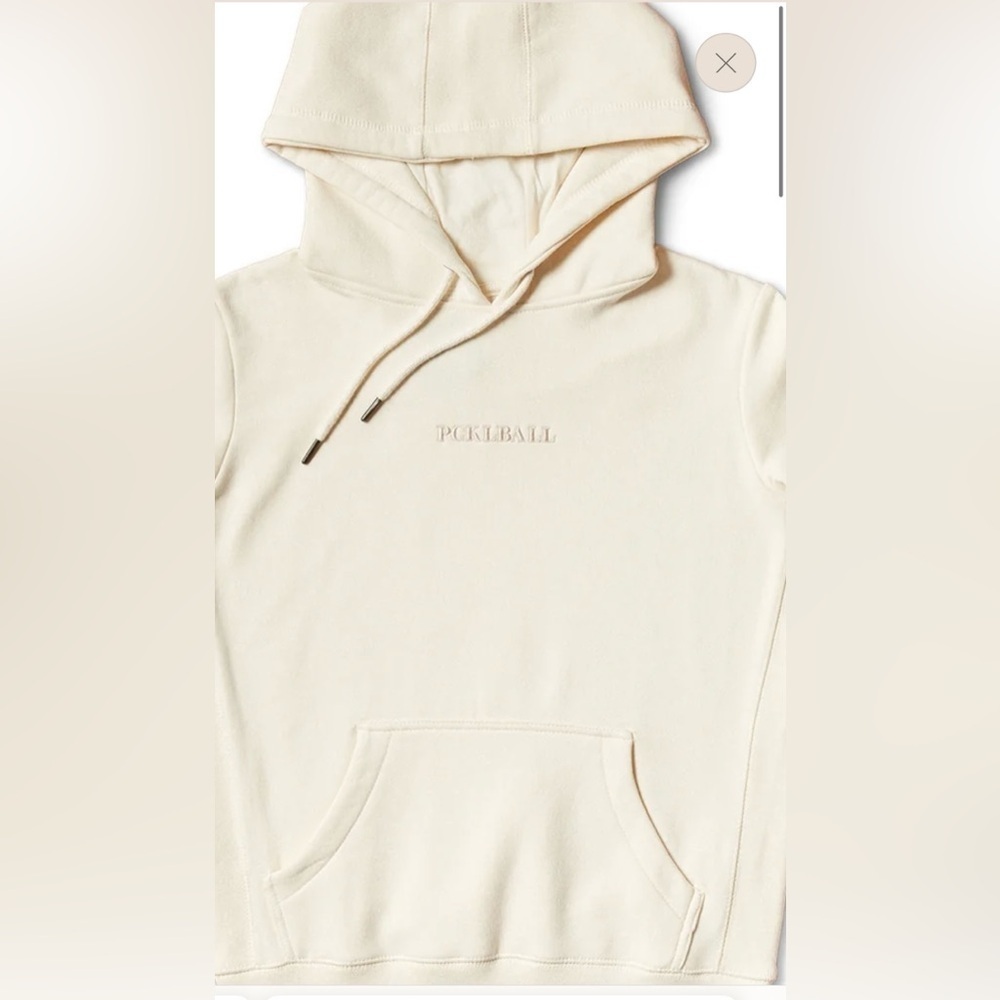 THE PICK Cream Embroidered PCKLBALL Unisex Hoodie medium NWT